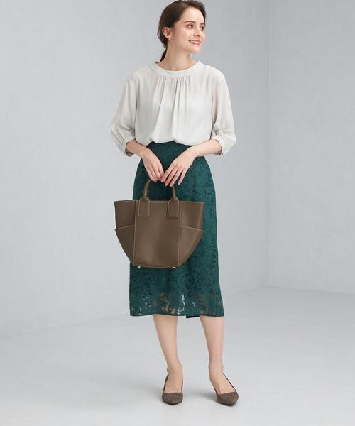 green label relaxing(グリーンレーベルリラクシング)の「ハイネック ギャザー SL ブラウス(シャツ/ブラウス・レディース・ライトグレー/ピンク/その他1・FREE)」の10枚目の写真