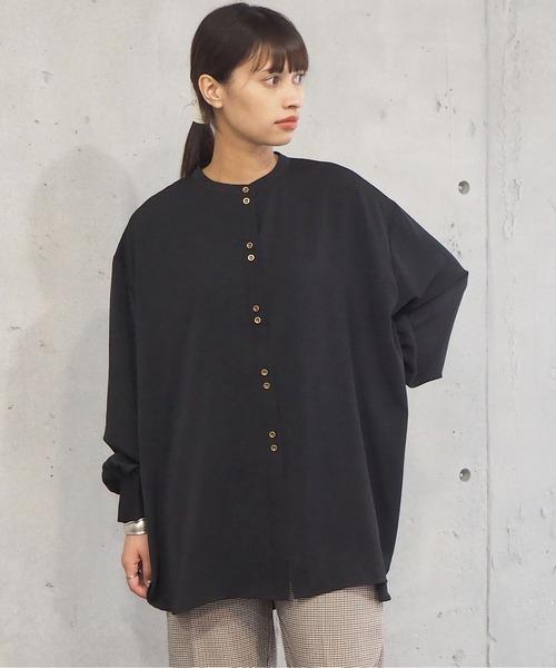 MHL. 【2】 バンドカラー　シャツ　ブラウス　ハーフボタン　近年モデル MHL. 【2】 バンドカラー シャツ ブラウス ハーフボタン 近年