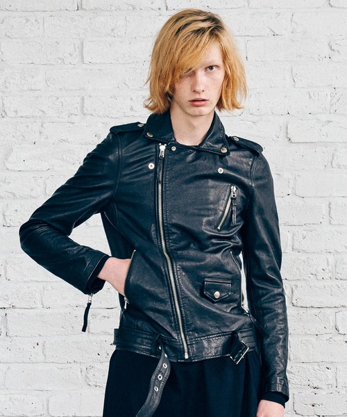 ジャケット・アウター MSML  LEATHER W RIDERS JACKET Black M MSML（エムエスエムエル）の「LEATHER W RIDERS JACKET