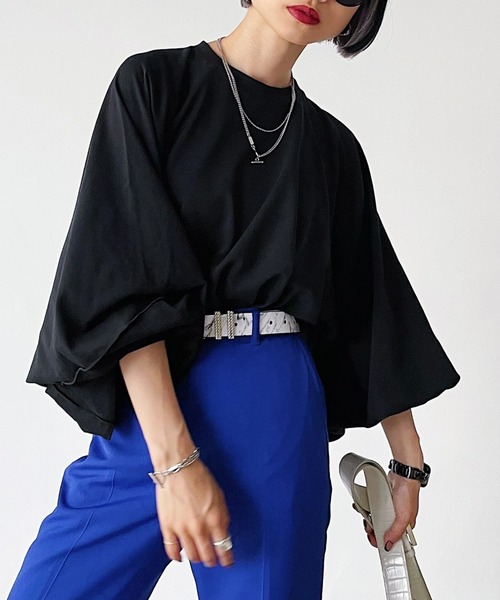 PAGEBOY（ページボーイ）の「オニスリーブLS（Tシャツ/カットソー・レディース・ブラック/オフホワイト/グリーン/グレイッシュベージュ/アクア・FREE）」の6枚目の写真