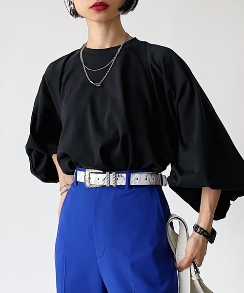 PAGEBOY（ページボーイ）の「オニスリーブLS（Tシャツ/カットソー・レディース・ブラック/オフホワイト/グリーン/グレイッシュベージュ/アクア・FREE）」の9枚目の写真