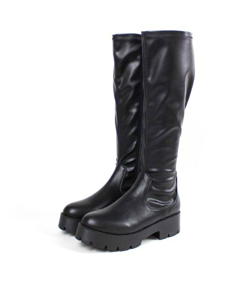 VIVIAN（ヴィヴィアン）の「インソールふかふか厚底ストレッチロングブーツ（ブーツ・レディース・ブラック/ダークブラウン/アイボリー/ブラック系その他3・S/M/L/LL）」の6枚目の写真