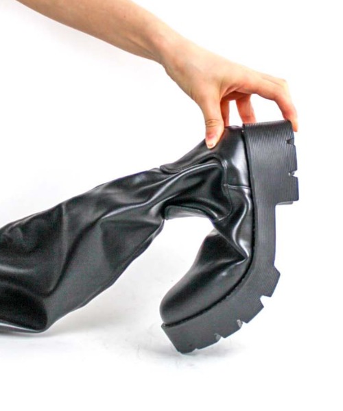 VIVIAN（ヴィヴィアン）の「インソールふかふか厚底ストレッチロングブーツ（ブーツ・レディース・ブラック/ダークブラウン/アイボリー/ブラック系その他3・S/M/L/LL）」の15枚目の写真