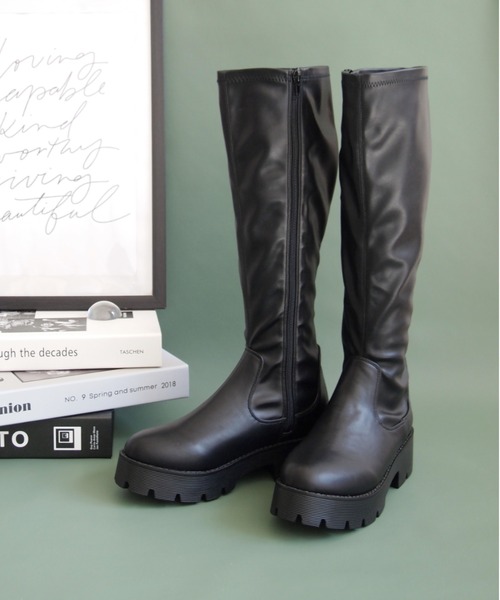 VIVIAN（ヴィヴィアン）の「インソールふかふか厚底ストレッチロングブーツ（ブーツ・レディース・ブラック/ダークブラウン/アイボリー/ブラック系その他3・S/M/L/LL）」の20枚目の写真