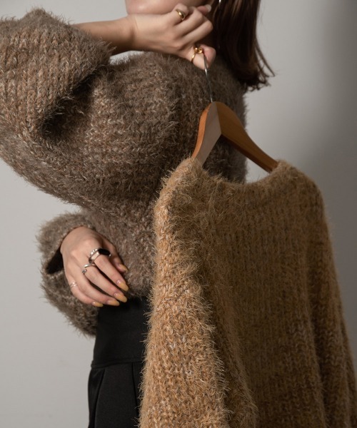 Amiur（エミレ）の「fuzzy mix knit（ニット/セーター・レディース・ブラウン/イエロー系・FREE）」の14枚目の写真