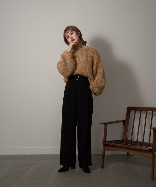 Amiur（エミレ）の「fuzzy mix knit（ニット/セーター・レディース・ブラウン/イエロー系・FREE）」の6枚目の写真