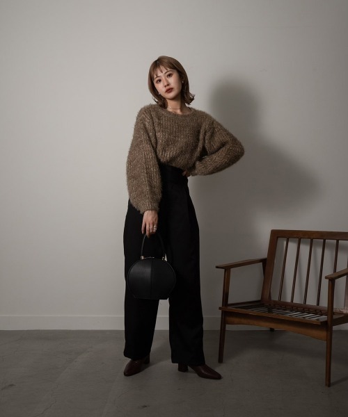 Amiur（エミレ）の「fuzzy mix knit（ニット/セーター・レディース・ブラウン/イエロー系・FREE）」の4枚目の写真