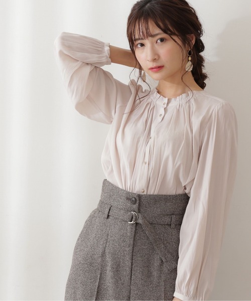 PROPORTION BODY DRESSING(プロポーションボディドレッシング)の「フリルネックブラウス / 1211210004(シャツ/ブラウス・レディース・ピンク/ホワイト系その他/グレー・MEDIUM/SMALL)」の2枚目の写真