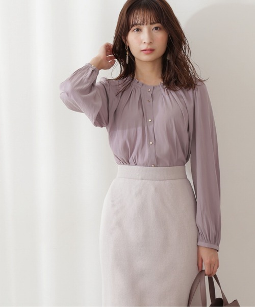 PROPORTION BODY DRESSING(プロポーションボディドレッシング)の「フリルネックブラウス / 1211210004(シャツ/ブラウス・レディース・ピンク/ホワイト系その他/グレー・MEDIUM/SMALL)」の3枚目の写真