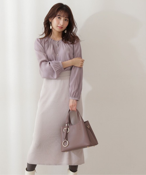 PROPORTION BODY DRESSING(プロポーションボディドレッシング)の「フリルネックブラウス / 1211210004(シャツ/ブラウス・レディース・ピンク/ホワイト系その他/グレー・MEDIUM/SMALL)」の5枚目の写真