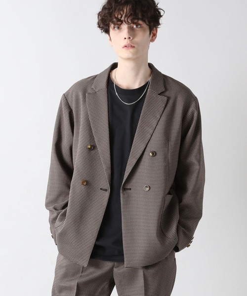 RAGEBLUE(レイジブルー)の「ケミステック/ダブル柄テーラードジャケット<セットアップ着用可能>/957898(テーラードジャケット・メンズ・ブラウン/グレー・MEDIUM/LARGE)」の2枚目の写真