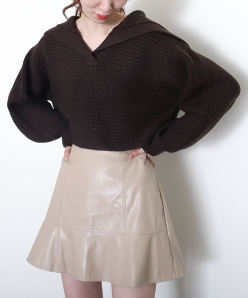 archives(アルシーヴ)の「衿付き畦ニットプルオーバー(ニット/セーター・レディース・ブラウン/アイボリー/ブルー/グリーン系その他・MEDIUM)」の15枚目の写真