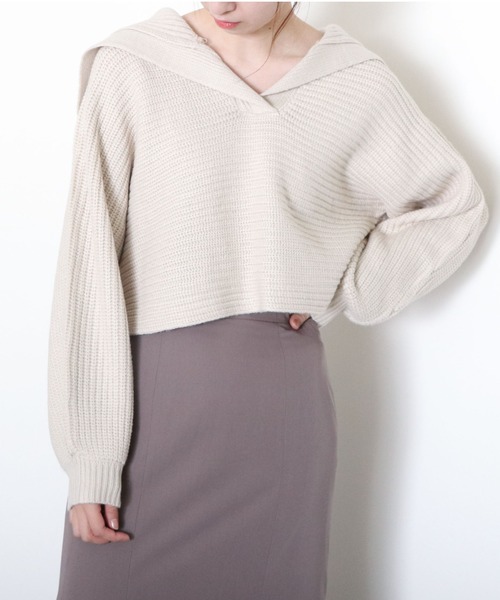 archives(アルシーヴ)の「衿付き畦ニットプルオーバー(ニット/セーター・レディース・ブラウン/アイボリー/ブルー/グリーン系その他・MEDIUM)」の10枚目の写真