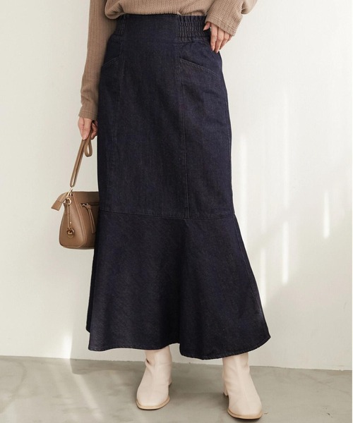 Sugar spoon（シュガースプーン）の「・SUGAR SPOON デニムマーメイドスカート＊（スカート・レディース・アイボリー/インディゴブルー/ダークインディゴブルー・FREE）」の3枚目の写真