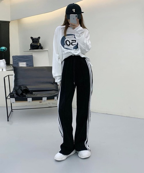 juemi スリット スウェット パンツ スエット EMB Crease Sweat Pants – JUEMI