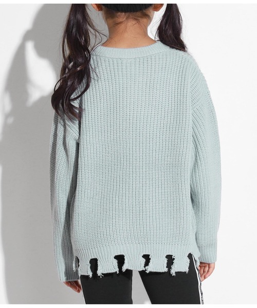 ANAP kids（アナップキッズ）の「畦編みダメージニット（ニット/セーター・キッズ・ベージュ/ラベンダー/ライトブルー・S/M/L）」の12枚目の写真