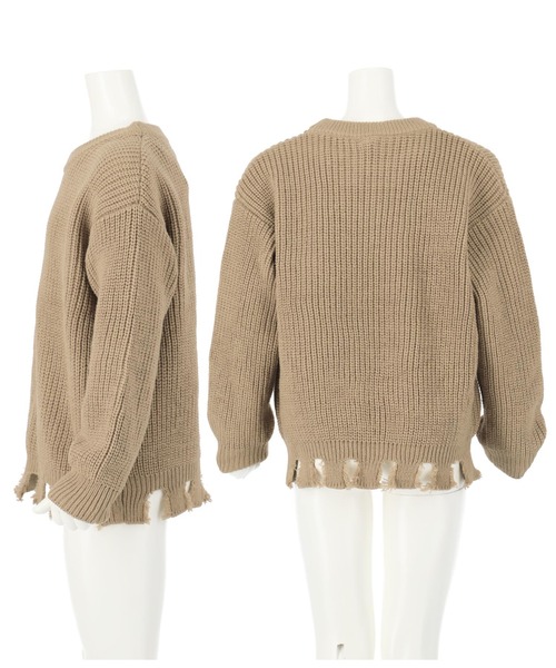 ANAP kids（アナップキッズ）の「畦編みダメージニット（ニット/セーター・キッズ・ベージュ/ラベンダー/ライトブルー・S/M/L）」の9枚目の写真