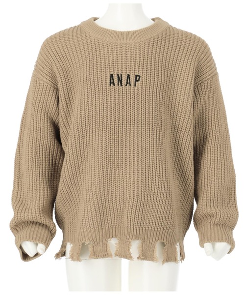 ANAP kids（アナップキッズ）の「畦編みダメージニット（ニット/セーター・キッズ・ベージュ/ラベンダー/ライトブルー・S/M/L）」の16枚目の写真