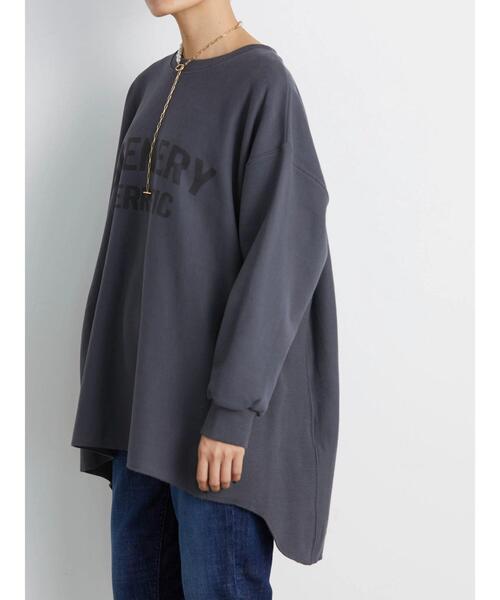 AMERICAN HOLIC（アメリカンホリック）の「ロゴ裏毛カットチュニック（Tシャツ/カットソー・レディース・チャコールグレー/オフホワイト/モカ・M/L）」の6枚目の写真