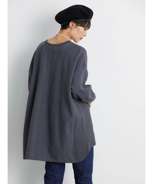 AMERICAN HOLIC（アメリカンホリック）の「ロゴ裏毛カットチュニック（Tシャツ/カットソー・レディース・チャコールグレー/オフホワイト/モカ・M/L）」の7枚目の写真