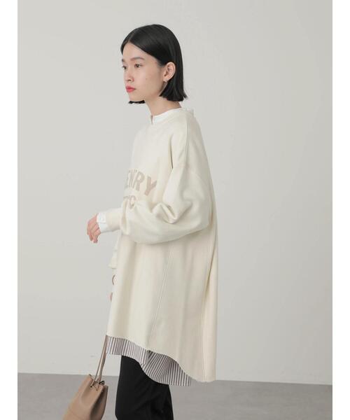 AMERICAN HOLIC（アメリカンホリック）の「ロゴ裏毛カットチュニック（Tシャツ/カットソー・レディース・チャコールグレー/オフホワイト/モカ・M/L）」の11枚目の写真