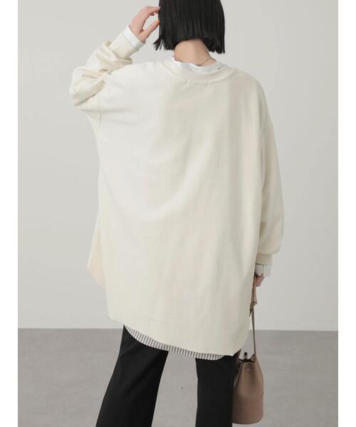 AMERICAN HOLIC（アメリカンホリック）の「ロゴ裏毛カットチュニック（Tシャツ/カットソー・レディース・チャコールグレー/オフホワイト/モカ・M/L）」の12枚目の写真