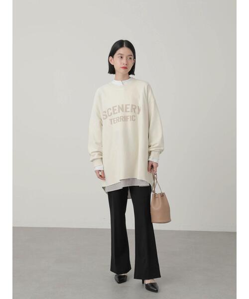 AMERICAN HOLIC（アメリカンホリック）の「ロゴ裏毛カットチュニック（Tシャツ/カットソー・レディース・チャコールグレー/オフホワイト/モカ・M/L）」の14枚目の写真