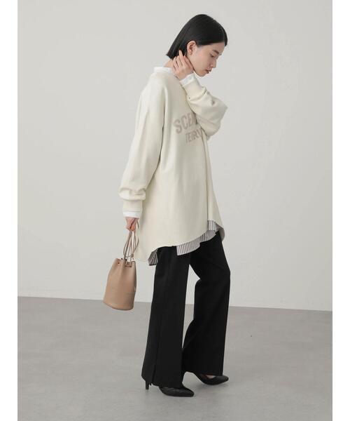 AMERICAN HOLIC（アメリカンホリック）の「ロゴ裏毛カットチュニック（Tシャツ/カットソー・レディース・チャコールグレー/オフホワイト/モカ・M/L）」の16枚目の写真