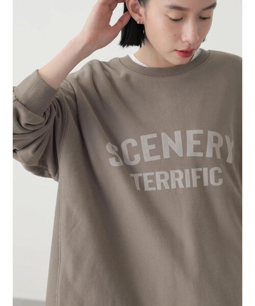 AMERICAN HOLIC（アメリカンホリック）の「ロゴ裏毛カットチュニック（Tシャツ/カットソー・レディース・チャコールグレー/オフホワイト/モカ・M/L）」の20枚目の写真