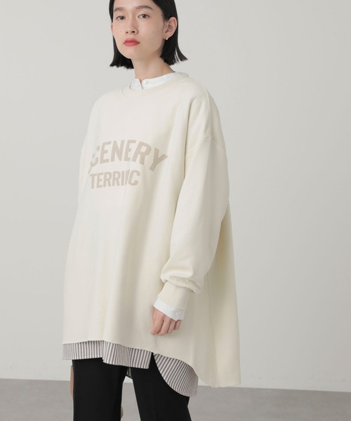 AMERICAN HOLIC（アメリカンホリック）の「ロゴ裏毛カットチュニック（Tシャツ/カットソー・レディース・チャコールグレー/オフホワイト/モカ・M/L）」の2枚目の写真