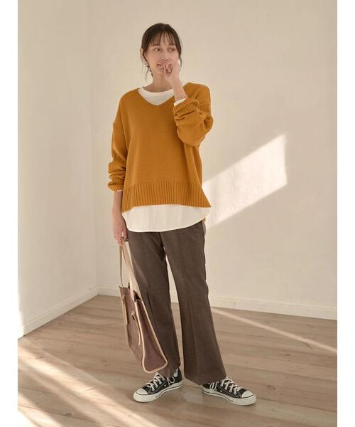 earth music&ecology(アースミュージックアンドエコロジー)の「起毛ツイルセミフレアパンツ*(その他パンツ・レディース・ブラウン/ブルー/ホワイト系その他2・S/M)」の14枚目の写真