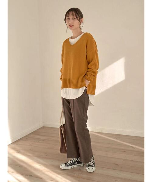 earth music&ecology(アースミュージックアンドエコロジー)の「起毛ツイルセミフレアパンツ*(その他パンツ・レディース・ブラウン/ブルー/ホワイト系その他2・S/M)」の15枚目の写真