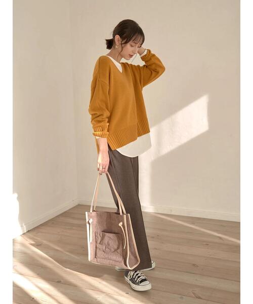 earth music&ecology(アースミュージックアンドエコロジー)の「起毛ツイルセミフレアパンツ*(その他パンツ・レディース・ブラウン/ブルー/ホワイト系その他2・S/M)」の16枚目の写真