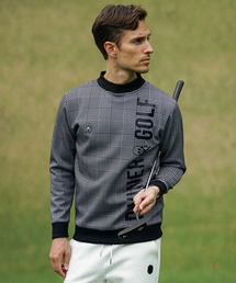 DIVINER GOLF(ディバイナー ゴルフ)の【DIVINER GOLF】ポンチモックネックトレーナー メンズ 総柄 ゴルフウェア チェック チドリ ペイズリー 秋服 冬服(ゴルフグッズ)