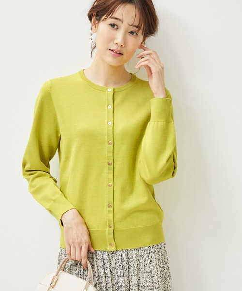 ROPE' PICNIC（ロペピクニック）の「天竺クルーネックニットカーディガン（カーディガン/ボレロ・レディース・ブラック/オフホワイト/イエロー/ミント/ピンク系その他/オレンジ系その他・38）」の4枚目の写真