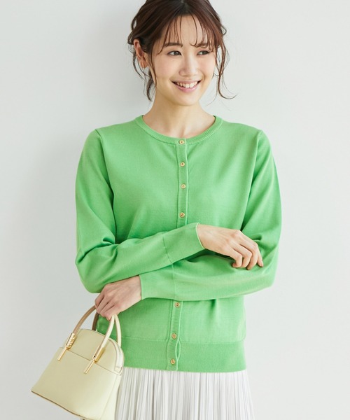 ROPE' PICNIC（ロペピクニック）の「天竺クルーネックニットカーディガン（カーディガン/ボレロ・レディース・ブラック/オフホワイト/イエロー/ミント/ピンク系その他/オレンジ系その他・38）」の3枚目の写真