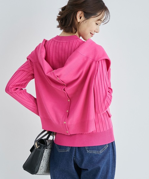 ROPE' PICNIC（ロペピクニック）の「天竺クルーネックニットカーディガン（カーディガン/ボレロ・レディース・ブラック/オフホワイト/イエロー/ミント/ピンク系その他/オレンジ系その他・38）」の19枚目の写真