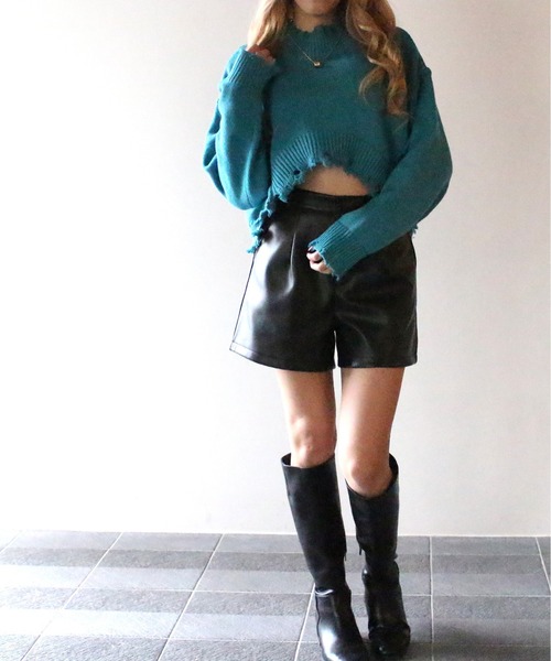 one way(ワンウェイ)の「【oneway Jeans】クロップドダメージニット(ニット/セーター・レディース・ライトブルー/ブラック/ベージュ/イエロー/ライトブラウン・FREE)」の15枚目の写真