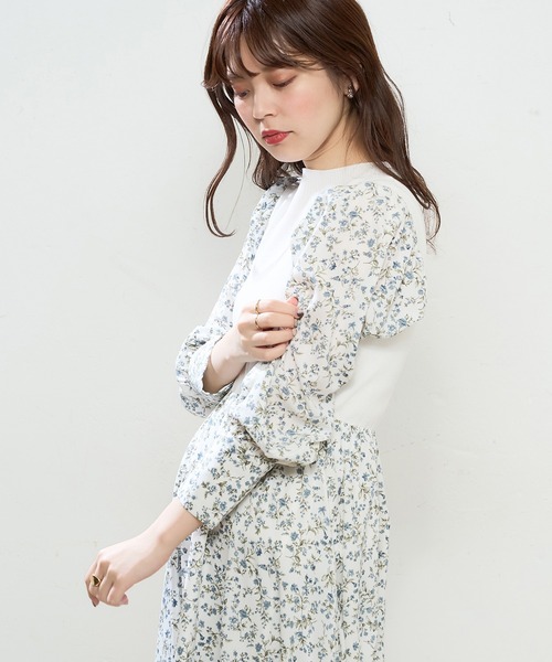 natural couture（ナチュラルクチュール）の「プチハイニットドッキングギャザーワンピース（ワンピース・レディース・オフホワイト/ホワイト系その他/ブラック系その他/ブルー系その他/グレイッシュベージュ・FREE）」の12枚目の写真