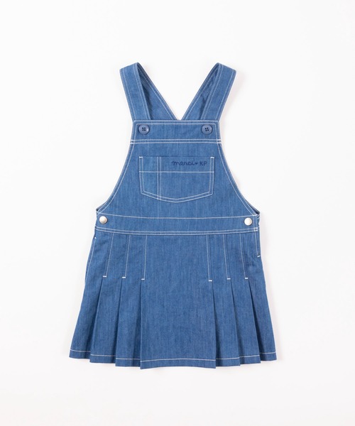 KP(ケーピー)の「デニム/コットンツイルのプリーツジャンパースカート(100-130cm)(ジャンパースカート・キッズ・カーキ/ブルー・110cm/100cm/120cm/130cm)」の2枚目の写真
