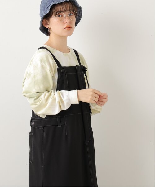 DOUBLE NAME（ダブルネーム）の「ベルト付きジャンスカ（ジャンパースカート・レディース・ブラック/ベージュ/ブルー・FREE）」の4枚目の写真