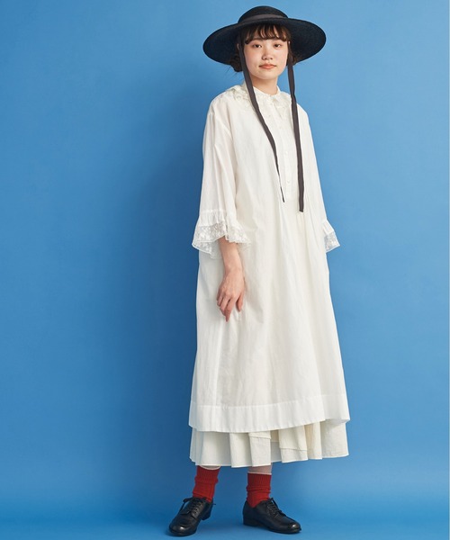 Malle(マル)の「malle チュール刺繍 ドレス(ワンピース・レディース・オフホワイト/ブラック・FREE)」の10枚目の写真
