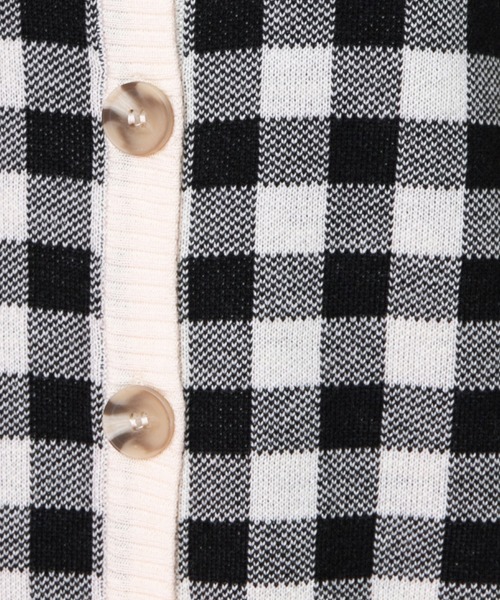 PairPair（ペアペア）の「ギンガムチェッククルーネックカーディガン（カーディガン/ボレロ・レディース・ブラック/サックスブルー/オレンジ・FREE）」の4枚目の写真