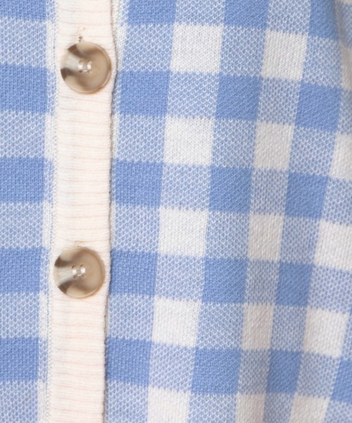 PairPair（ペアペア）の「ギンガムチェッククルーネックカーディガン（カーディガン/ボレロ・レディース・ブラック/サックスブルー/オレンジ・FREE）」の5枚目の写真