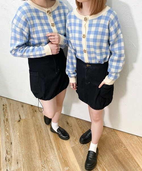 PairPair（ペアペア）の「ギンガムチェッククルーネックカーディガン（カーディガン/ボレロ・レディース・ブラック/サックスブルー/オレンジ・FREE）」の20枚目の写真