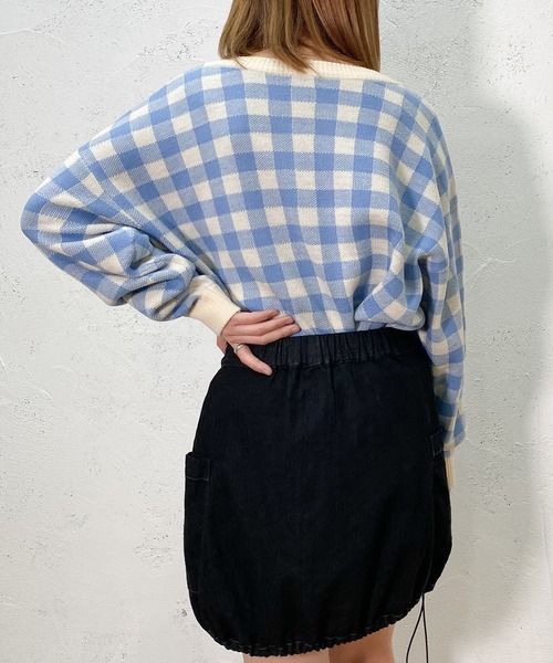 PairPair（ペアペア）の「ギンガムチェッククルーネックカーディガン（カーディガン/ボレロ・レディース・ブラック/サックスブルー/オレンジ・FREE）」の19枚目の写真