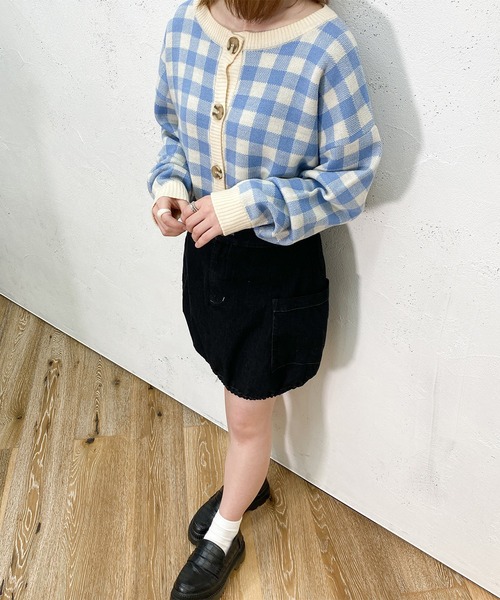 PairPair（ペアペア）の「ギンガムチェッククルーネックカーディガン（カーディガン/ボレロ・レディース・ブラック/サックスブルー/オレンジ・FREE）」の16枚目の写真
