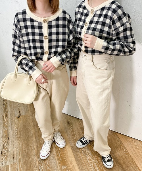 PairPair（ペアペア）の「ギンガムチェッククルーネックカーディガン（カーディガン/ボレロ・レディース・ブラック/サックスブルー/オレンジ・FREE）」の13枚目の写真