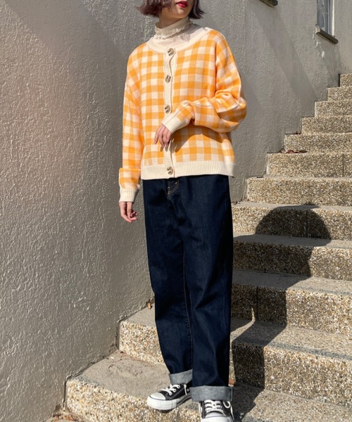 PairPair（ペアペア）の「ギンガムチェッククルーネックカーディガン（カーディガン/ボレロ・レディース・ブラック/サックスブルー/オレンジ・FREE）」の22枚目の写真