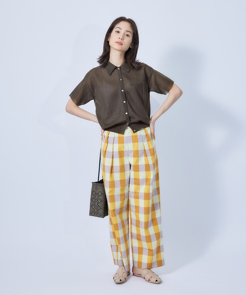 ROPE'（ロペ）の「シアーポロニット（ニット/セーター・レディース・ダークブラウン/サックスブルー/クリーム・38）」の14枚目の写真